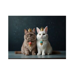 HANDCRAFTED digital art print with two quite stylish cats great for pet loves